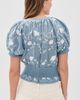 ALICE + OLIVIA ALICE + OLIVIA Kathryn Embroidered Blouse Deep Denim Blue/Vanilla - 3