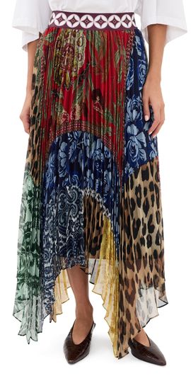 ALICE + OLIVIA ALICE + OLIVIA Katz Handkerchief Hem Midi Skirt Off The Grid Lg