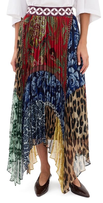 ALICE + OLIVIA ALICE + OLIVIA Katz Handkerchief Hem Midi Skirt Off The Grid Lg