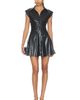 Alice + Olivia Alice + Olivia Kim Faux Leather Paneled Corset Flared Mini Shirt Dress - 1
