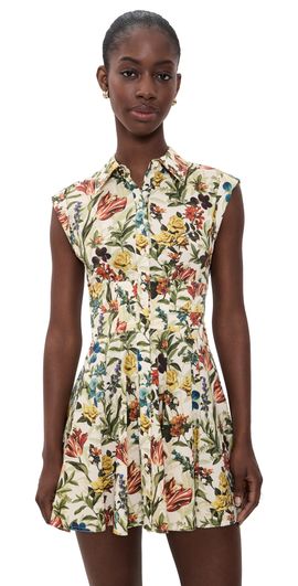 ALICE + OLIVIA ALICE + OLIVIA Kim Paneled Corset Flared Mini Shirt Dress Desert Springs Vanilla