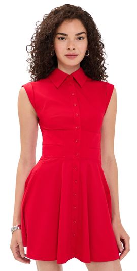 ALICE + OLIVIA ALICE + OLIVIA Kim Paneled Corset Flared Mini Shirt Dress Hibiscus