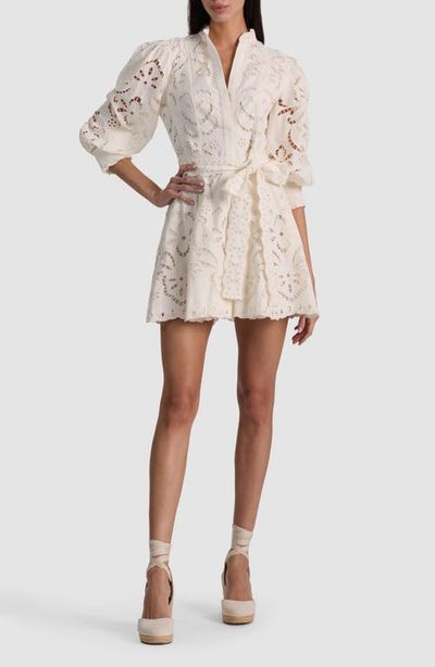 Alice + Olivia Alice + Olivia Lucy Embroidered Long Sleeve Minidress