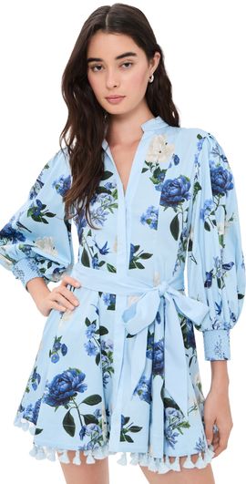 ALICE + OLIVIA ALICE + OLIVIA Lucy Mini Shirt Dress with Tie Belt Fly Away