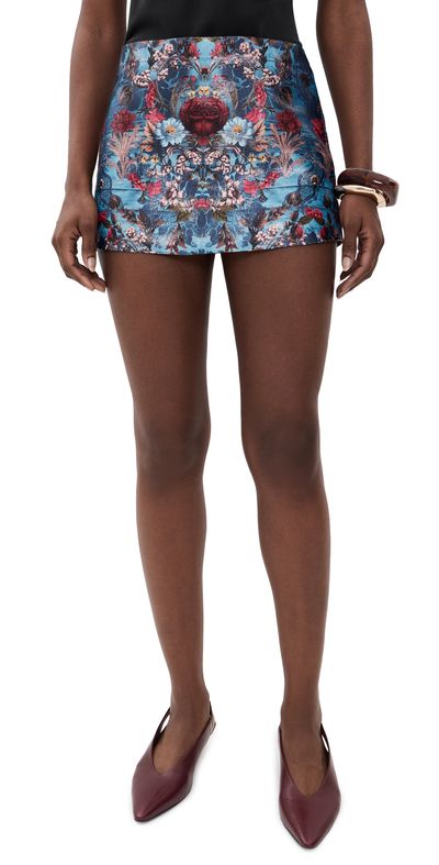 ALICE + OLIVIA ALICE + OLIVIA Mace High Rise Mini Skort Heartstrings Mineral Blue