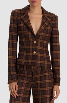 ALICE + OLIVIA ALICE + OLIVIA Macey Shrunken Plaid Blazer