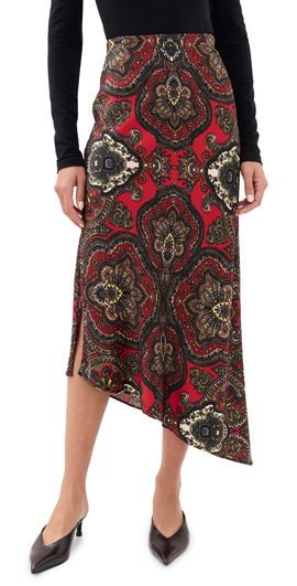 ALICE + OLIVIA ALICE + OLIVIA Maeve Asymmetric Slip Skirt Bon Voyage Hibiscus Multi