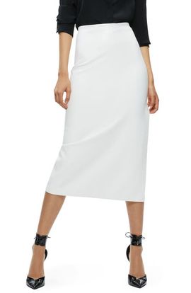 Alice + Olivia Alice + Olivia Maeve Back Slit Faux Leather Midi Skirt
