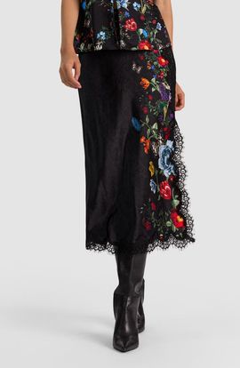 ALICE + OLIVIA ALICE + OLIVIA Maeve Lace Trim Midi Slip Skirt