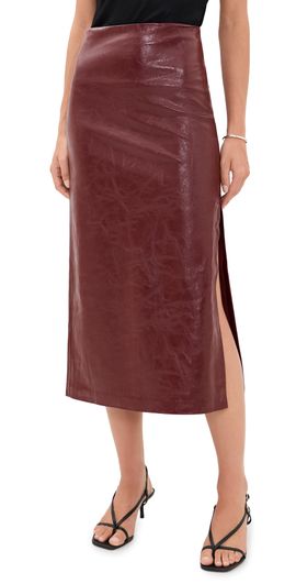 ALICE + OLIVIA ALICE + OLIVIA Maeve Vegan Midi Skirt Cognac