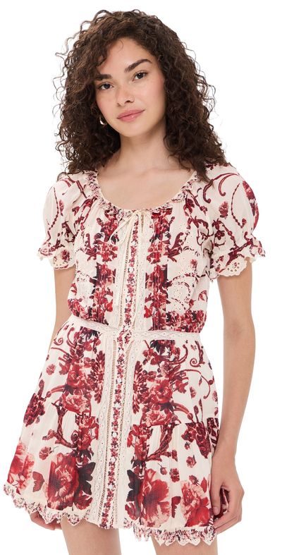ALICE + OLIVIA ALICE + OLIVIA Mclaine Button Down Tiered Mini Dress Orchard Glow