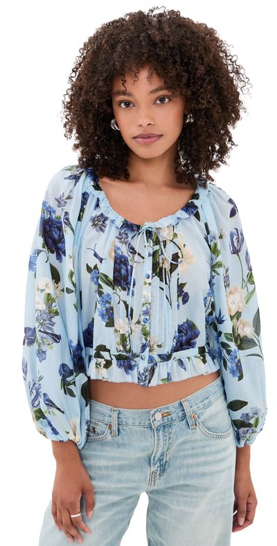 ALICE + OLIVIA ALICE + OLIVIA Mclaine Cropped Blouse Fly Away