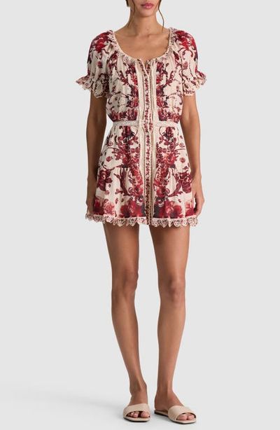 Alice + Olivia Alice + Olivia McLaine Embroidered Puff-Sleeve Dress