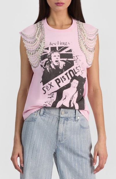 Alice + Olivia Alice + Olivia Micah Embellished Muscle T-Shirt