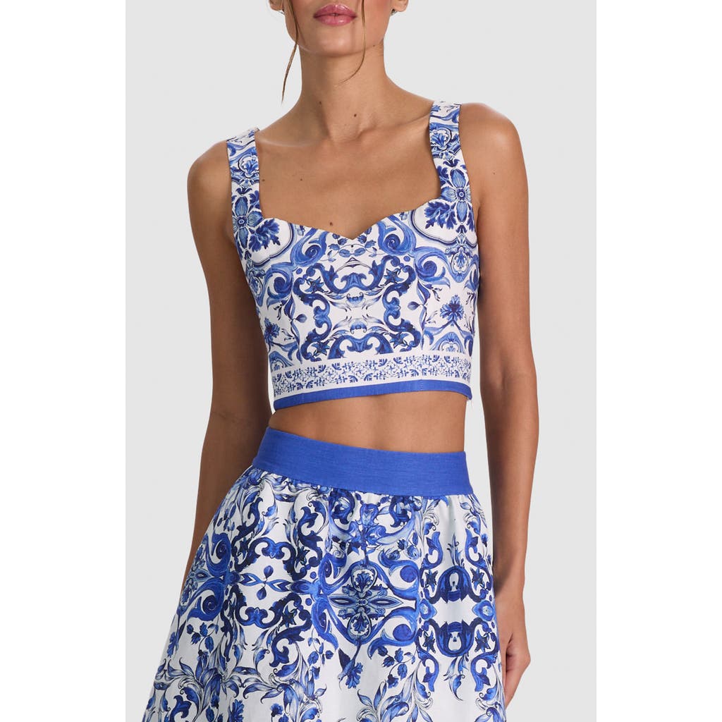 Alice + Olivia Alice + Olivia Miriam Tie Back Linen Blend Crop Top