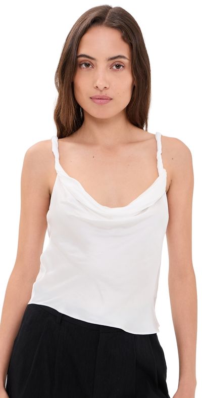 ALICE + OLIVIA ALICE + OLIVIA Monique Twist Strap Cowl Neck Tank Off White