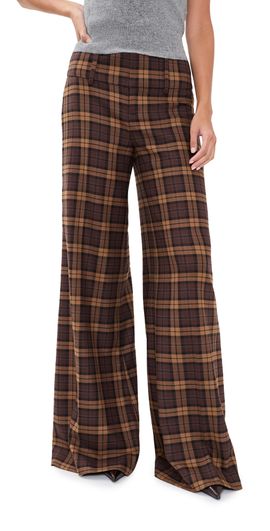 ALICE + OLIVIA ALICE + OLIVIA Olivia Wide Leg Flare Pants DARK CHOCOLATE/CAMEL