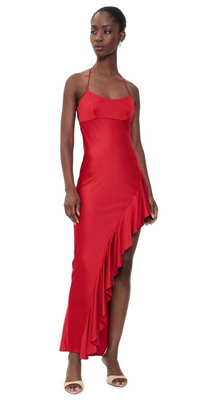 ALICE + OLIVIA ALICE + OLIVIA Palma Ruffle Slip Dress Hibiscus