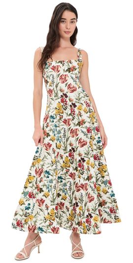 ALICE + OLIVIA ALICE + OLIVIA Polly Seamed Drop Waist Dress Desert Springs Vanilla