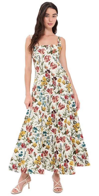 ALICE + OLIVIA ALICE + OLIVIA Polly Seamed Drop Waist Dress Desert Springs Vanilla