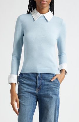 ALICE + OLIVIA ALICE + OLIVIA Porla Collar Stretch Wool Sweater