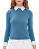 ALICE + OLIVIA ALICE + OLIVIA Porla Collared Sweater Faded Denim - 1