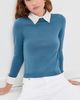 ALICE + OLIVIA ALICE + OLIVIA Porla Collared Sweater Faded Denim - 2