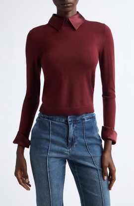 ALICE + OLIVIA ALICE + OLIVIA Porla Collared Wool Blend Sweater