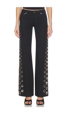 Alice + Olivia Alice + Olivia Roxie Low Rise Straight Flare Full Length Jean With Grommets