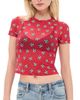 ALICE + OLIVIA ALICE + OLIVIA Tess Crew Baby Tee Go For Gold Hibiscus - 1