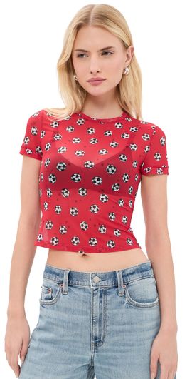 ALICE + OLIVIA ALICE + OLIVIA Tess Crew Baby Tee Go For Gold Hibiscus