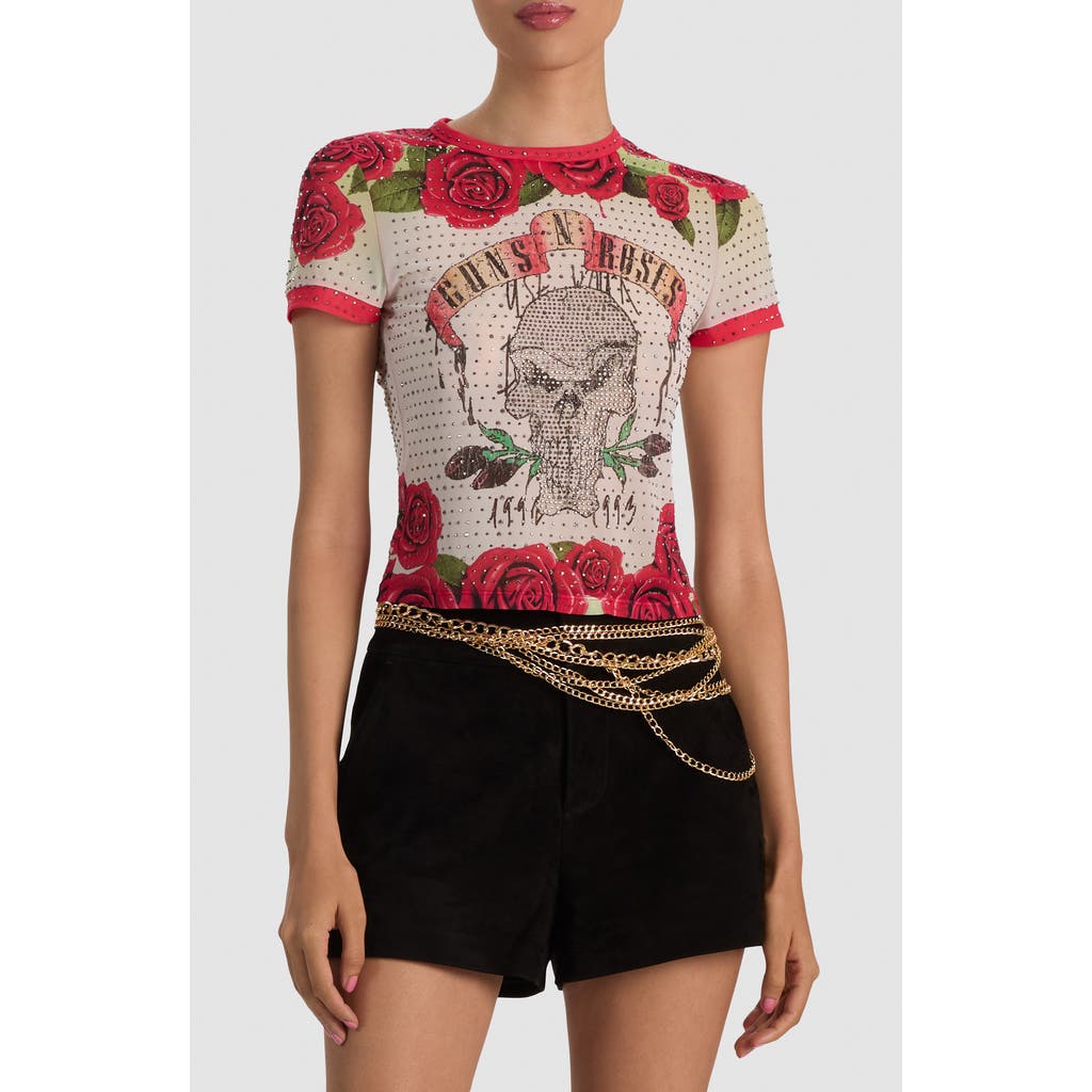 ALICE + OLIVIA ALICE + OLIVIA Tess Crystal Embellished Graphic T-Shirt