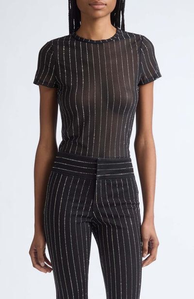 ALICE + OLIVIA ALICE + OLIVIA Tess Embellished Mesh T-Shirt