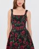ALICE + OLIVIA ALICE + OLIVIA Vera Drop Waist Flare Mini Dress Rouge Romance Black - 2