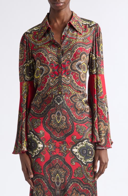 ALICE + OLIVIA ALICE + OLIVIA Willa Fitted Button Up Top with Bell Sleeves