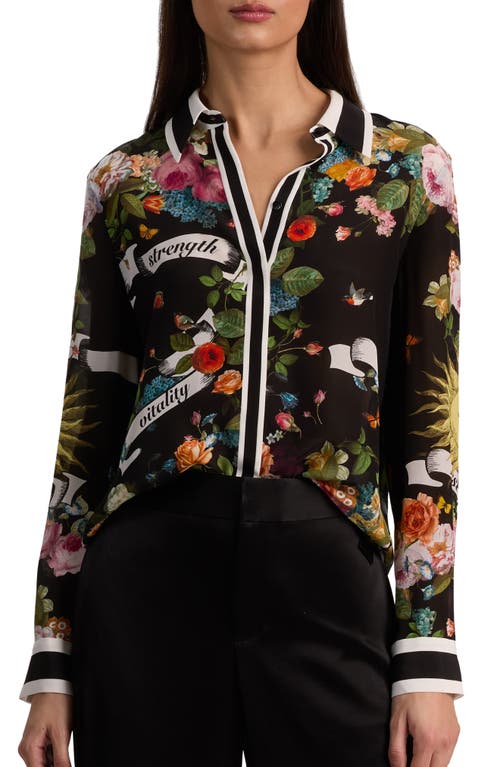 Alice + Olivia Alice + Olivia Willa Printed Silk Button-Up Shirt