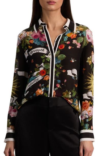 Alice + Olivia Alice + Olivia Willa Printed Silk Button-Up Shirt