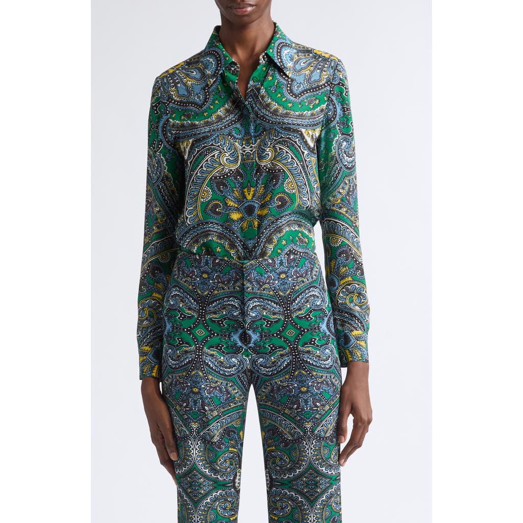 ALICE + OLIVIA ALICE + OLIVIA Willa Printed Silk Shirt