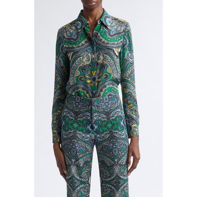 ALICE + OLIVIA ALICE + OLIVIA Willa Printed Silk Shirt