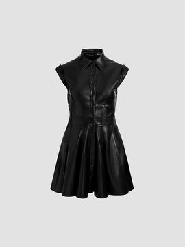ALICE + OLIVIA ALICE + OLIVIA Women's Kim Faux-Leather Mini Shirtdress