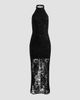 ALICE + OLIVIA ALICE + OLIVIA Women's Koi Sequined Lace Halter Maxi Dress - 1