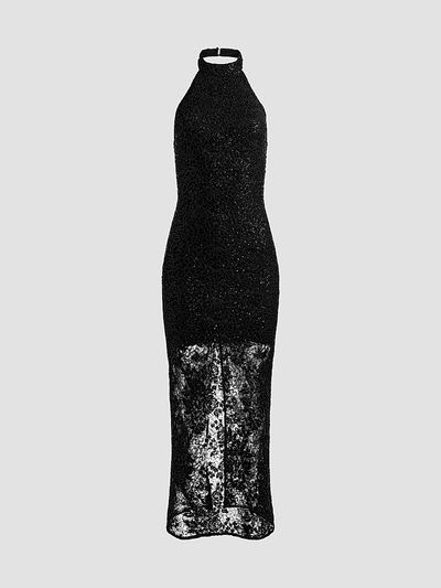 ALICE + OLIVIA ALICE + OLIVIA Women's Koi Sequined Lace Halter Maxi Dress