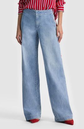 Alice + Olivia Alice + Olivia Xnder Racing Stripe Wide Leg Jeans
