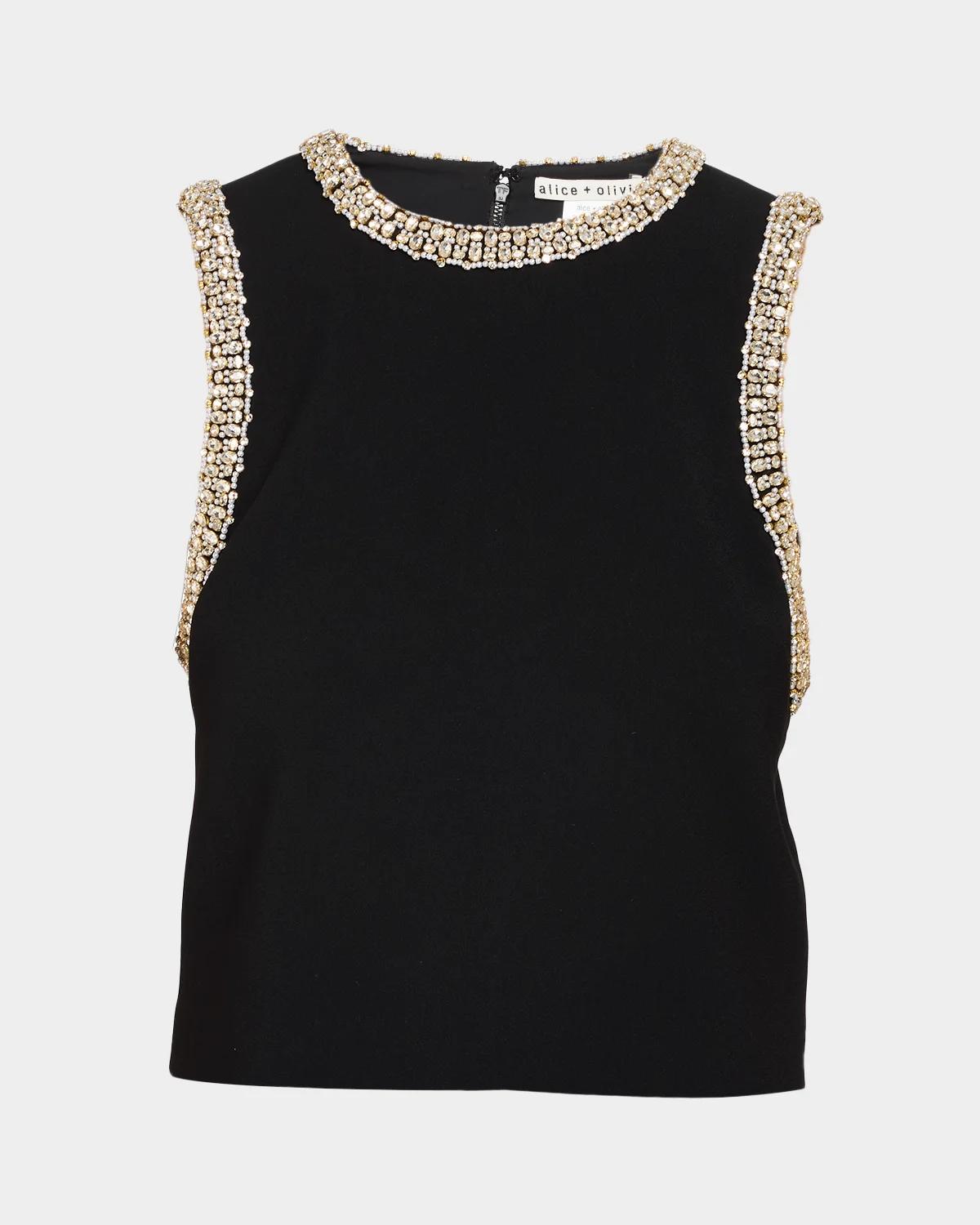 ALICE + OLIVIA Amal Crystal Embellished Boxy Tank Top
