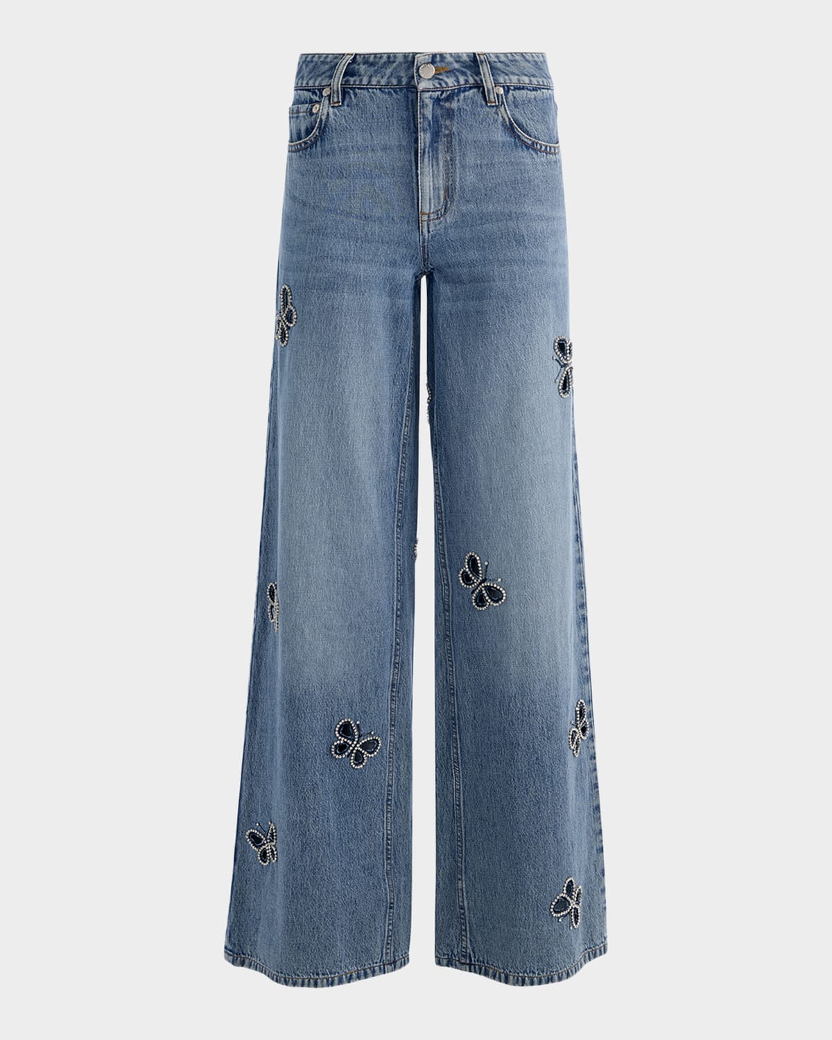 ALICE + OLIVIA Amazing Embellished Cutout Jeans