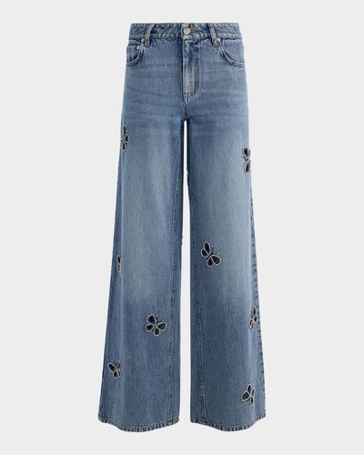 ALICE + OLIVIA Amazing Embellished Cutout Jeans