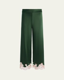 ALICE + OLIVIA Athena Lace-Trim Satin Pants