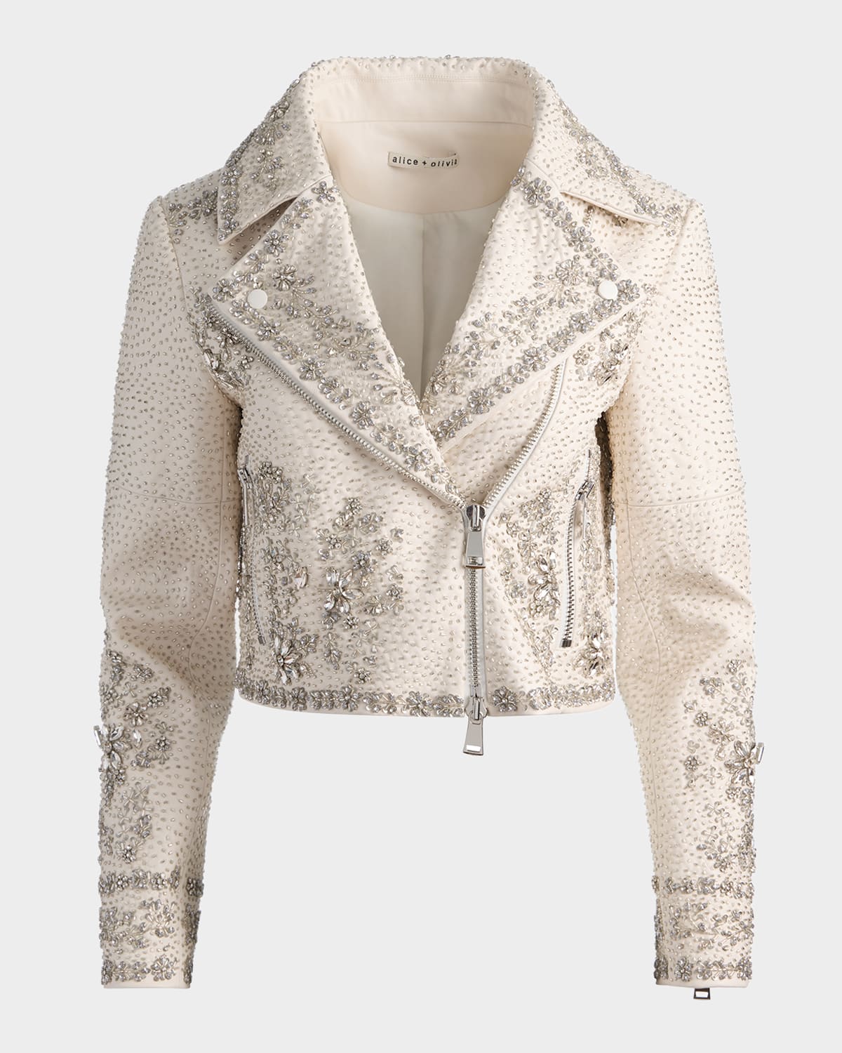 ALICE + OLIVIA Avril Embellished Vegan Leather Jacket
