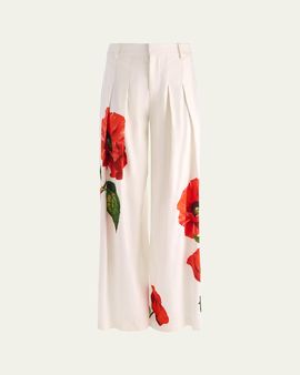 ALICE + OLIVIA Blaire High-Rise Pleated Trousers