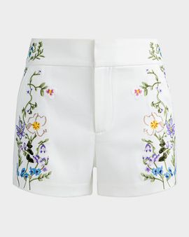ALICE + OLIVIA Cady High-Rise Embroidered Shorts